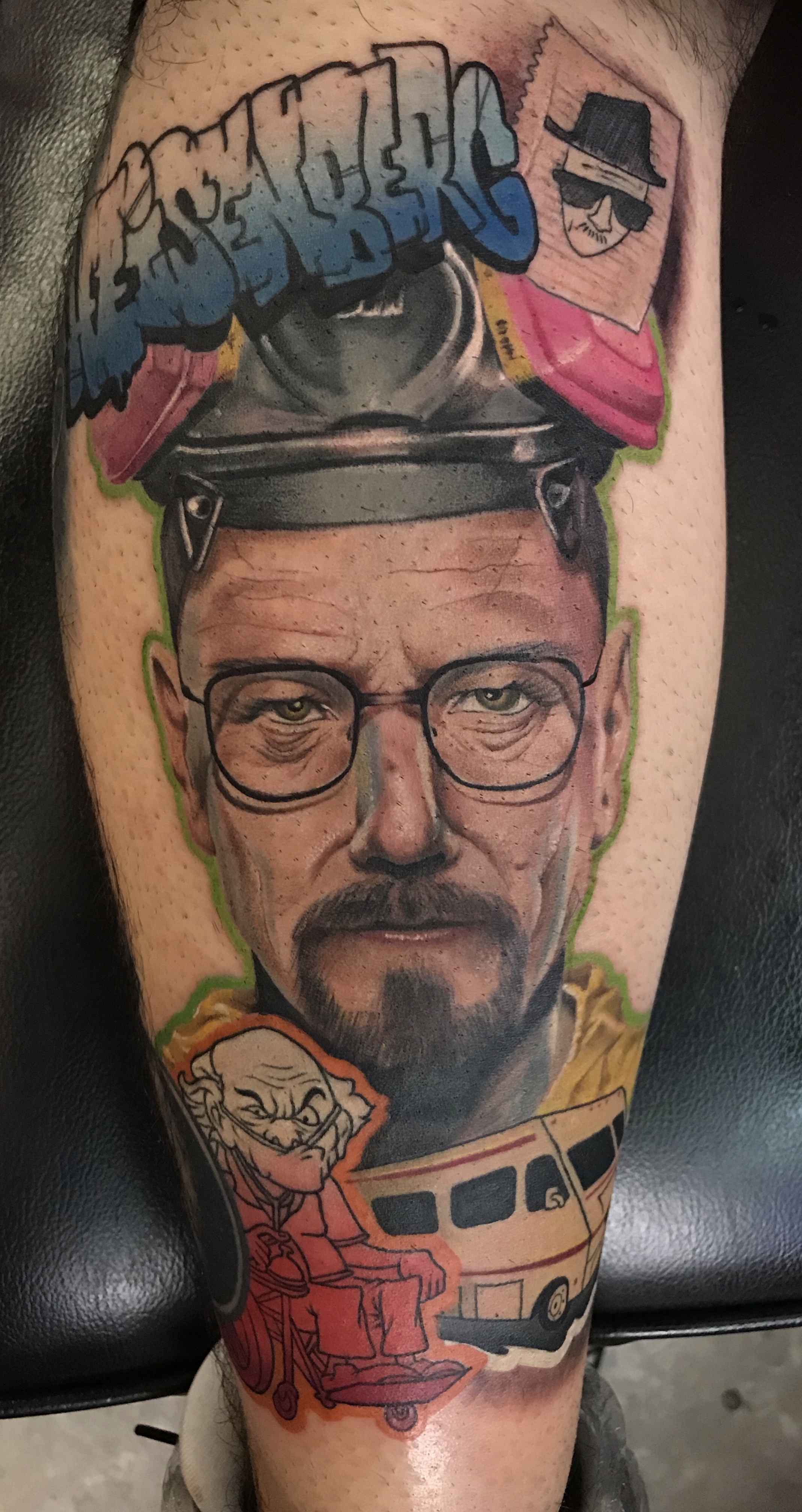 Realism tattoo of Heisenberg from Breaking Bad